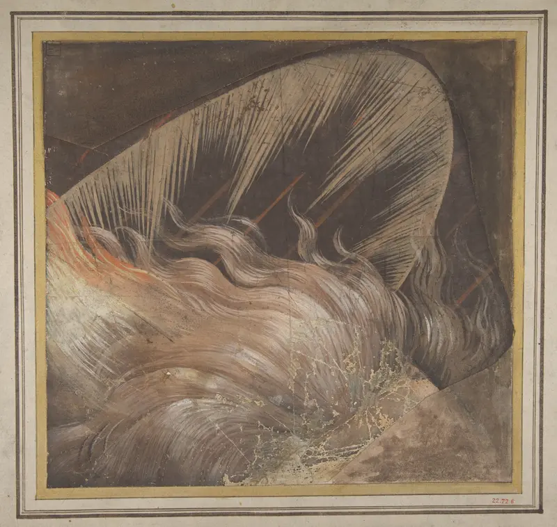 Head of an Apostle Surrounded by a Tongue of Fire and a Nimbus: Fragment of a Cartoon for a Descent of the Holy Spirit Wall Art by Raphael (Raffaello Sanzio or Santi) - High-Resolution Digital Print