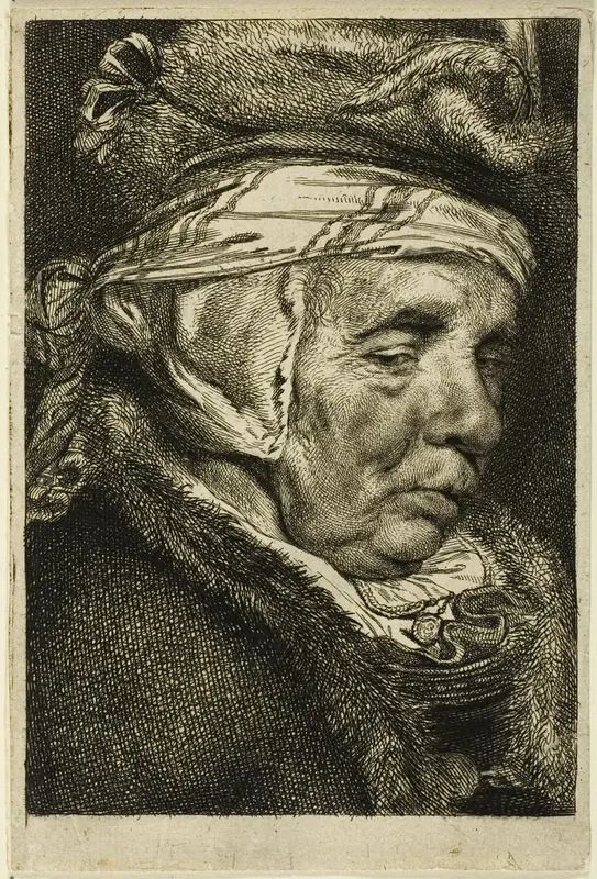 Head of an Old Woman (so-called portrait of Visscher's mother) Wall Art by Cornelis Visscher - High-Resolution Digital Print