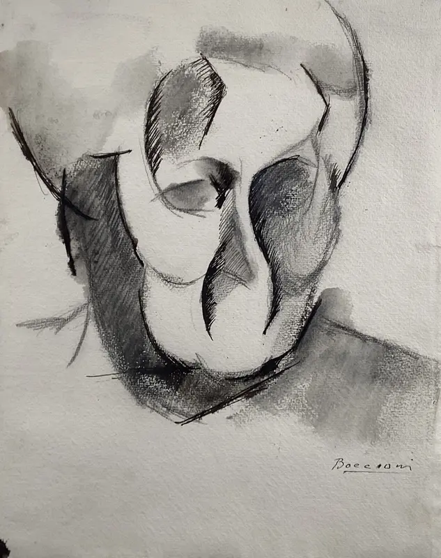 Head of the Artist's Mother Wall Art by Umberto Boccioni - High-Resolution Digital Print