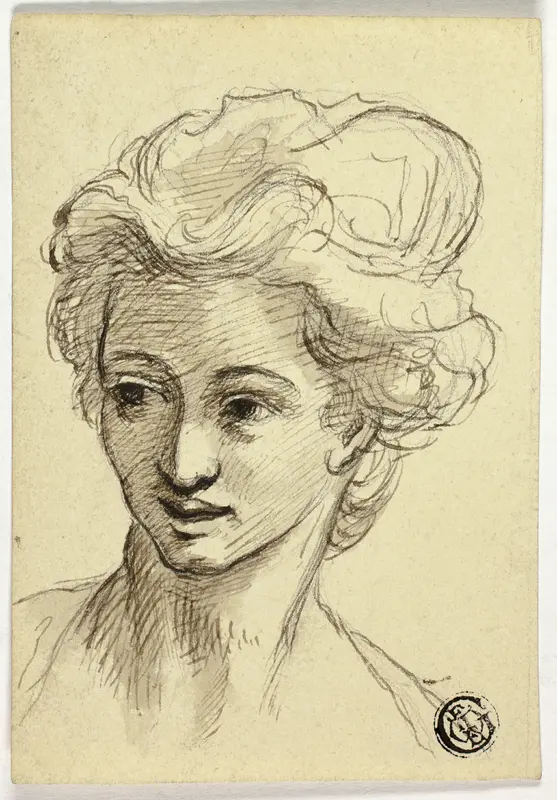 Head of Woman, Turning Left Wall Art by Style of Angelica Kauffmann - High-Resolution Digital Print