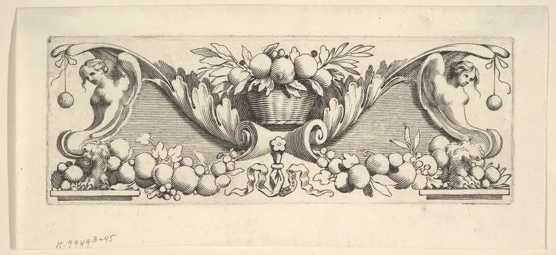 Headband:  Basket of Fruit Wall Art by Claude Mellan - High-Resolution Digital Print