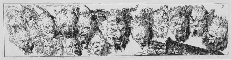 Heads of Satyrs and other Grotesque Heads