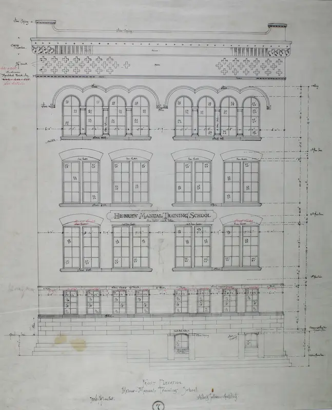 Hebrew Manual Training School, Chicago, Illinois, Front Elevation Wall Art by Adler & Sullivan, Architects - High-Resolution Digital Print