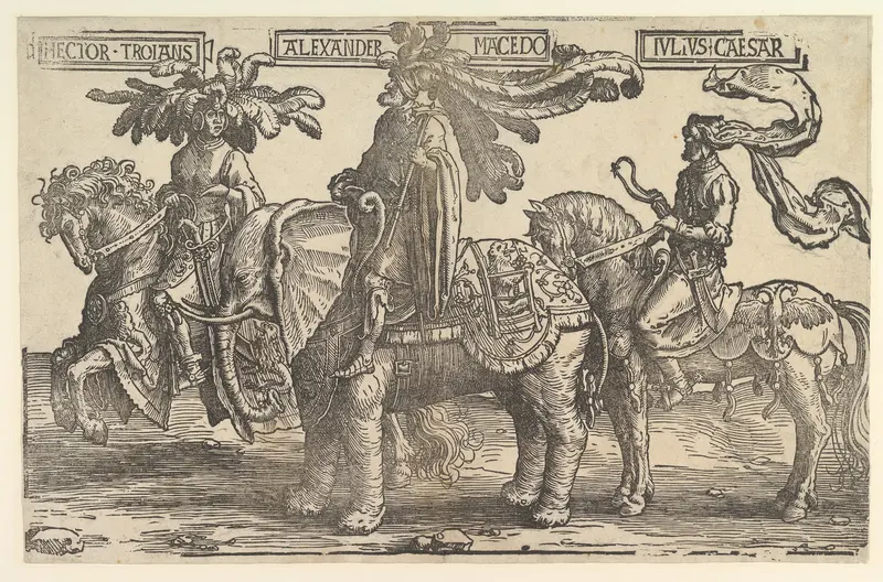 Hector, Alexander, Julius Caesar, from the Nine Heroes Wall Art by Lucas van Leyden - High-Resolution Digital Print