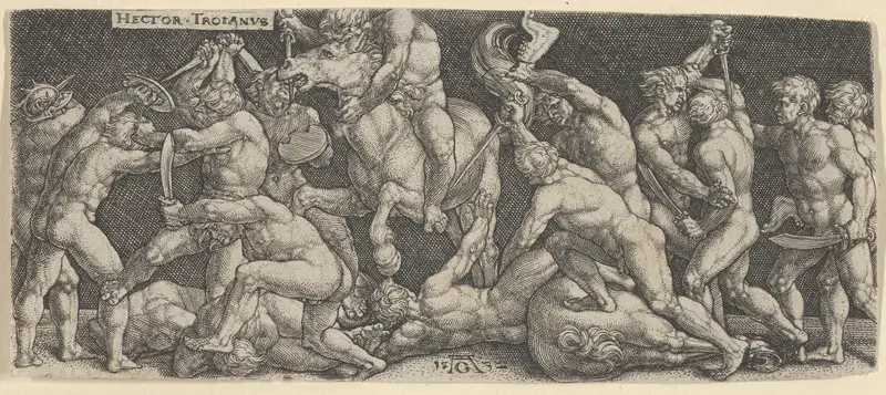 Hector Fighting the Greeks Wall Art by Heinrich Aldegrever - High-Resolution Digital Print