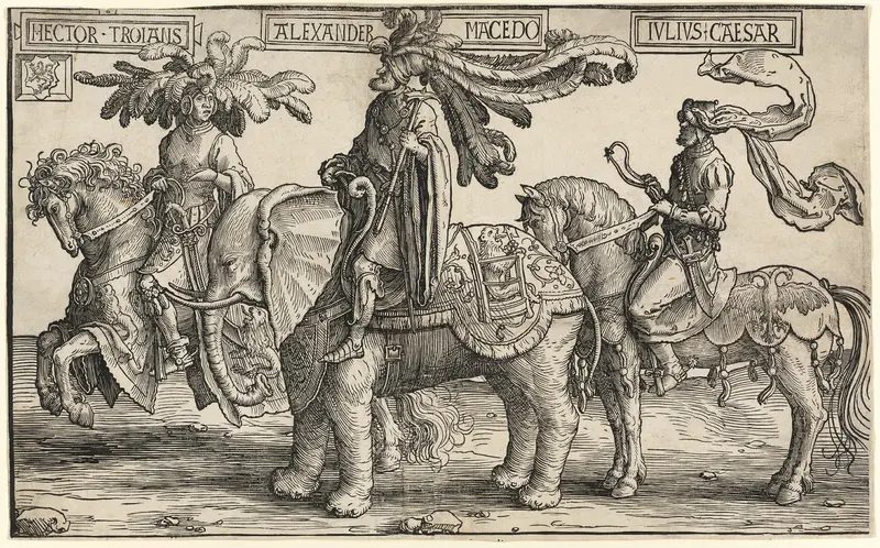 Hector of Troy, Alexander of Macedon, Julius Caesar, from The Nine Heroes Wall Art by Lucas van Leyden - High-Resolution Digital Print