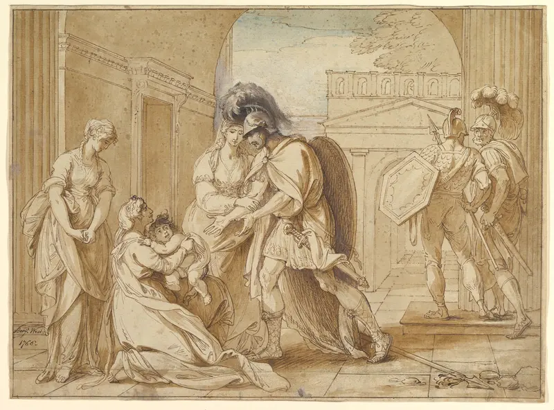 Hector taking leave of Andromache: the Fright of Astyanax Wall Art by Benjamin West - High-Resolution Digital Print