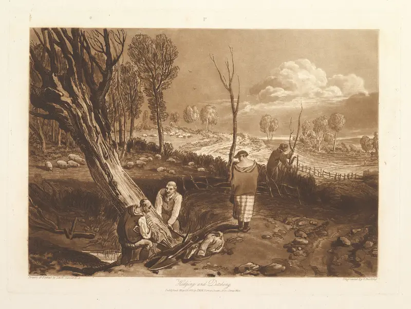 Hedging and Ditching, part X, plate 47 from "Liber Studiorum" Wall Art by Joseph Mallord William Turner - High-Resolution Digital Print