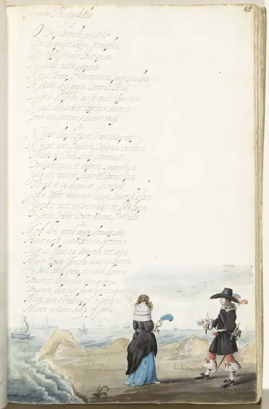 Heer en een dame op het strand Wall Art by Gesina ter Borch - High-Resolution Digital Print