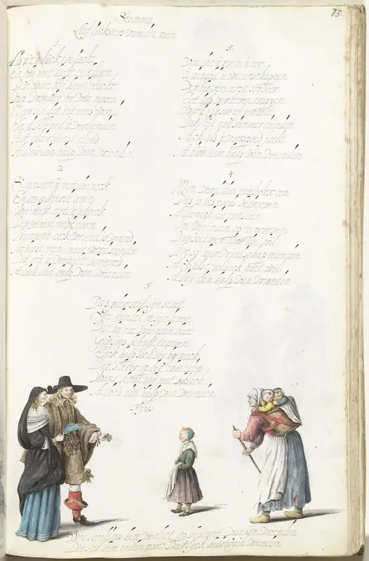 Heer en een dame staand voor een arme moeder en haar kinderen Wall Art by Gesina ter Borch - High-Resolution Digital Print