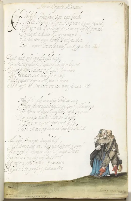 Heer en jongedame in een omhelzing Wall Art by Gesina ter Borch - High-Resolution Digital Print