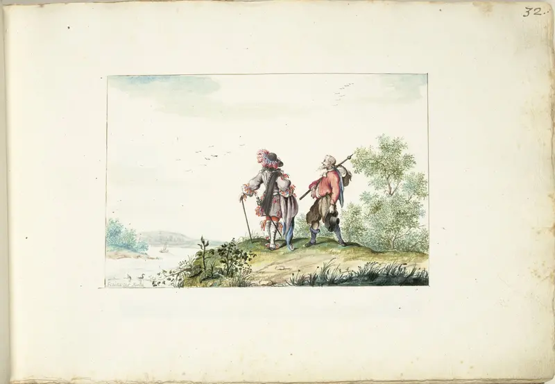 Heer en zwerver in een landschap Wall Art by Unknown - High-Resolution Digital Print