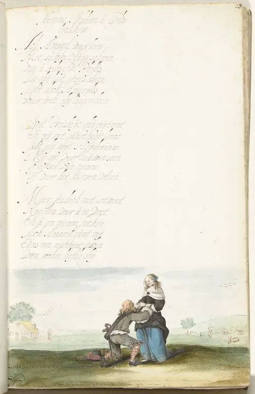 Heer knielend voor een jongedame Wall Art by Gesina ter Borch - High-Resolution Digital Print