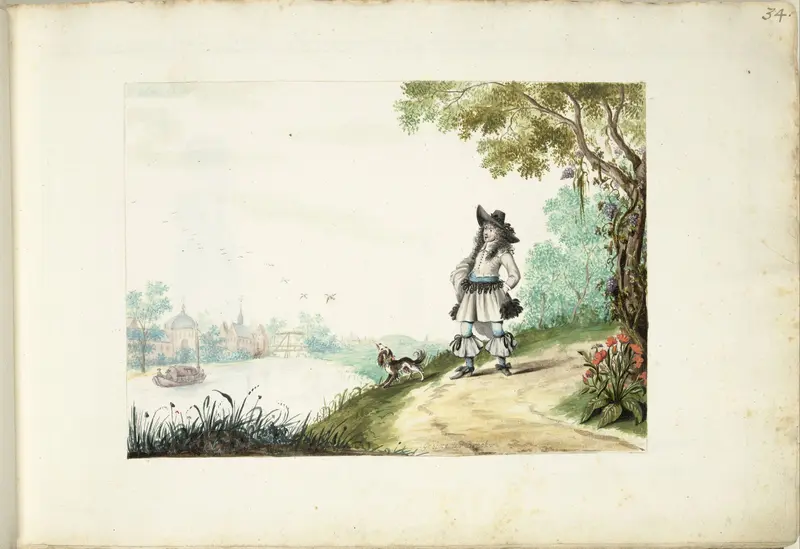 Heer lopend langs een rivier Wall Art by Unknown - High-Resolution Digital Print