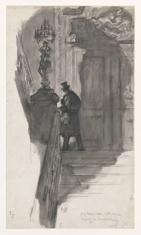 Heer op de trap van een voornaam huis Wall Art by Pieter de Josselin de Jong - High-Resolution Digital Print