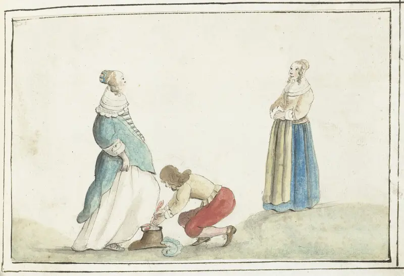 Heer strikt de schoen van een dame Wall Art by Gesina ter Borch - High-Resolution Digital Print
