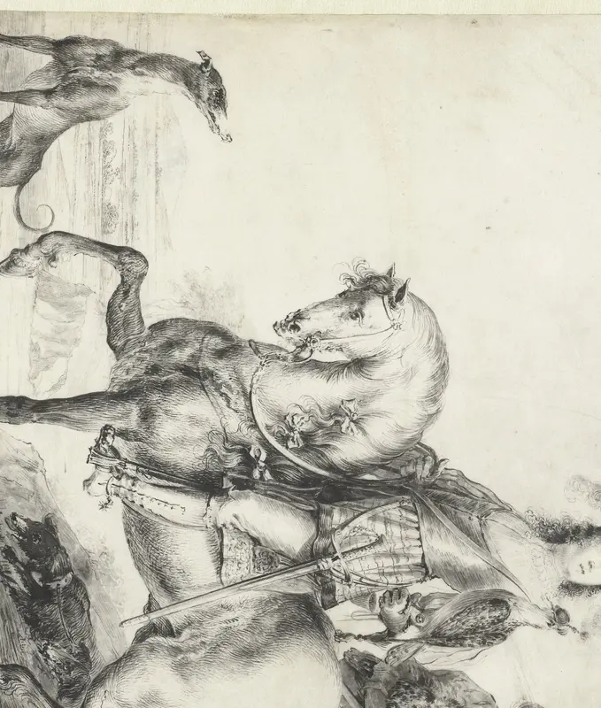 Heer te paard op valkenjacht Wall Art by Pieter Rottermondt - High-Resolution Digital Print