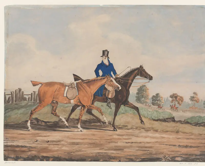 Heerrijden met twee renpaarden Wall Art by anonymous - High-Resolution Digital Print