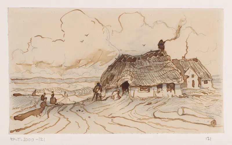 Heide in Noord-Brabant met huisjes Wall Art by Unknown - High-Resolution Digital Print