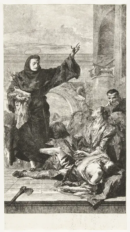 Heilige Antonius van Padua verricht wonder Wall Art by Lorenzo Baldissera Tiepolo - High-Resolution Digital Print