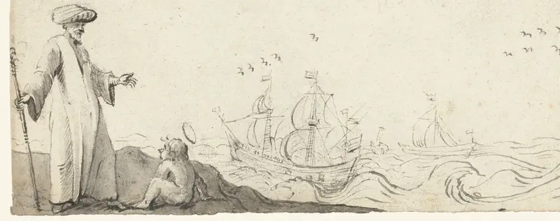 Heilige Augustinus pratend met het kind aan zee Wall Art by Unknown - High-Resolution Digital Print