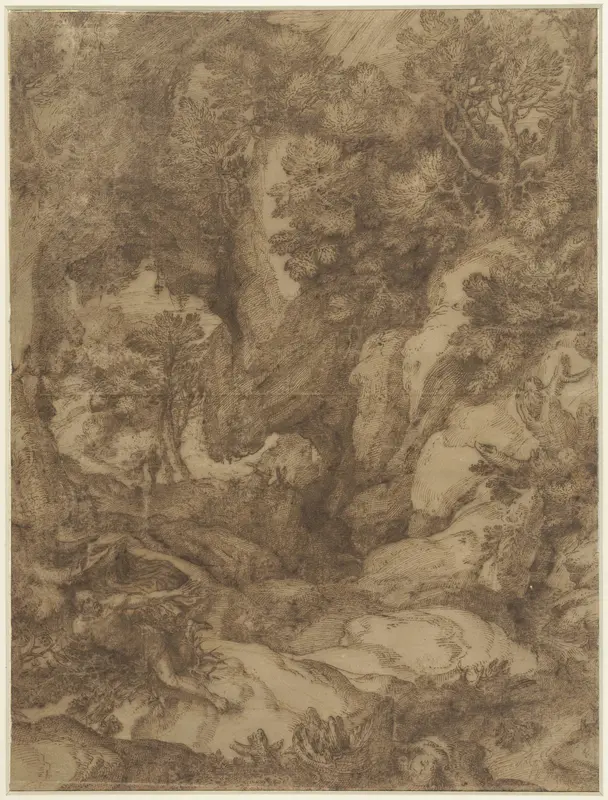 Heilige Benedictus in een landschap Wall Art by Girolamo Muziano - High-Resolution Digital Print
