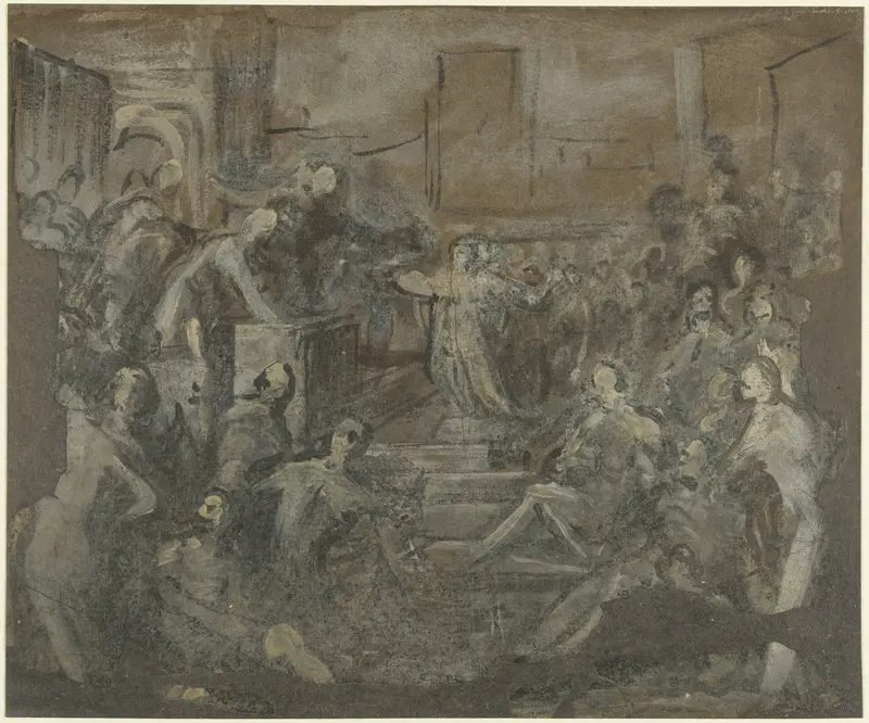 Heilige Catharina in discussie met de schriftgeleerden Wall Art by Domenico Tintoretto - High-Resolution Digital Print