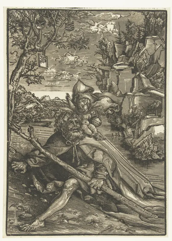 Heilige Christoffel met Christuskind Wall Art by Unknown - High-Resolution Digital Print
