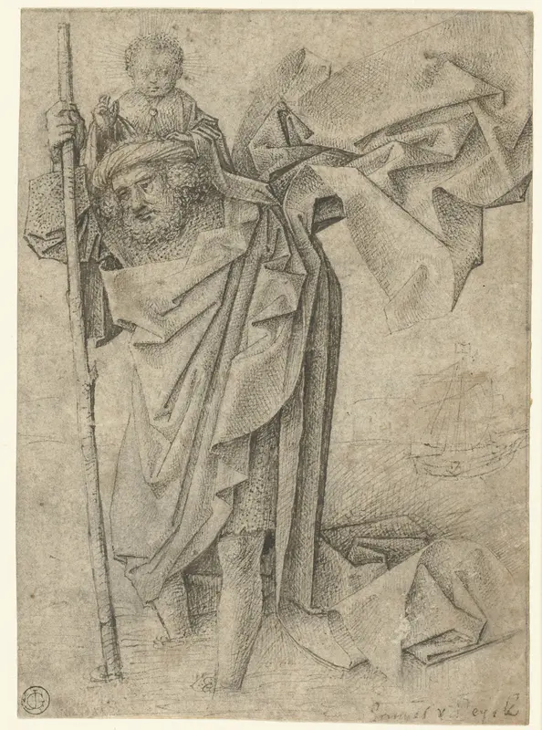 Heilige Christoffel met het Christuskind Wall Art by anonymous - High-Resolution Digital Print