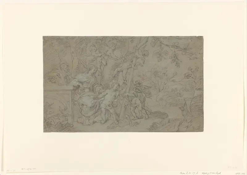 Heilige Familie in landschap met engelen Wall Art by Unknown - High-Resolution Digital Print