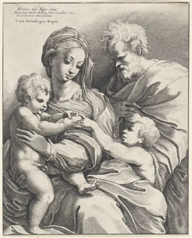 Heilige Familie met Johannes de Doper Wall Art by Hendrik van der Borcht (II) - High-Resolution Digital Print