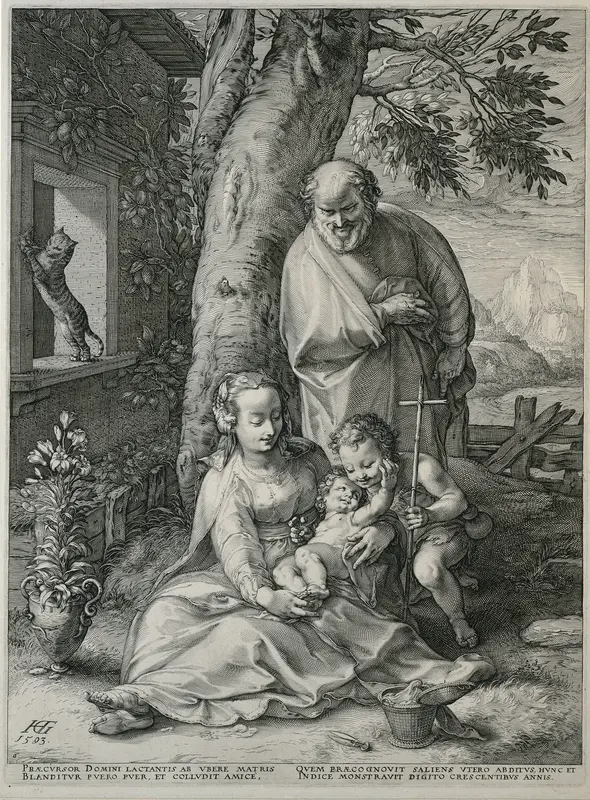 Heilige Familie met Johannes de Doper Wall Art by Cornelis Cort - High-Resolution Digital Print