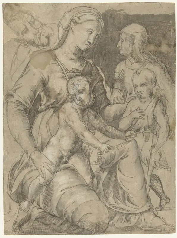 Heilige familie met Johannes de Doper en Elizabeth Wall Art by anonymous - High-Resolution Digital Print