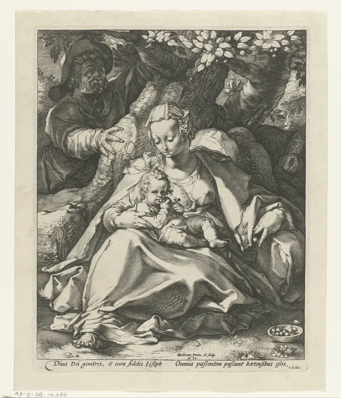 Heilige Familie onder de kersenboom Wall Art by Franco Estius - High-Resolution Digital Print