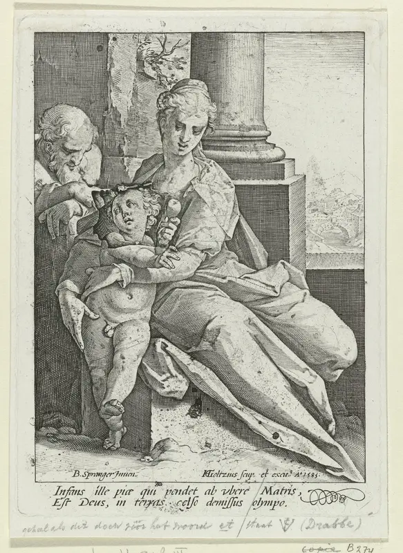 Heilige Familie voor een zuil Wall Art by Unknown - High-Resolution Digital Print