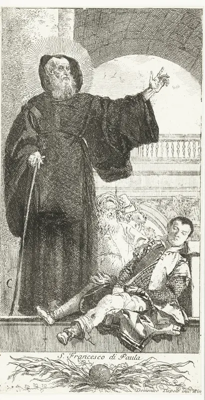 Heilige Franciscus van Paola geneest door duivel bezeten man Wall Art by Unknown - High-Resolution Digital Print