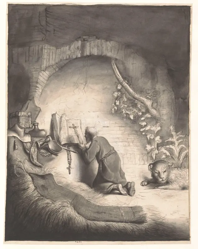 Heilige Hieronymus en de leeuw Wall Art by Moses ter Borch - High-Resolution Digital Print