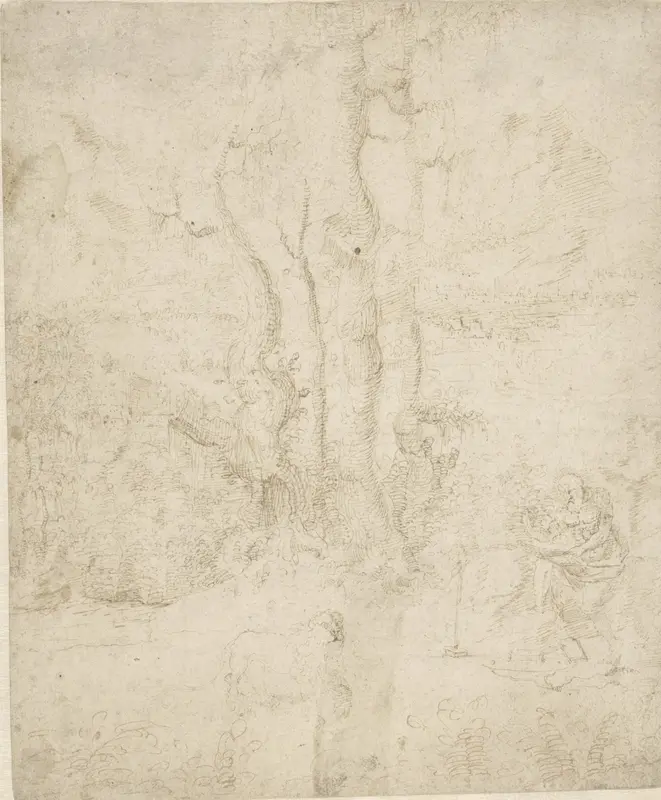 Heilige Hieronymus in een landschap Wall Art by anonymous - High-Resolution Digital Print