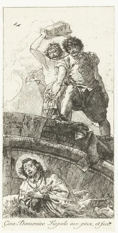 Heilige Johannes Nepomuk wordt verdronken in rivier Moldau Wall Art by Unknown - High-Resolution Digital Print