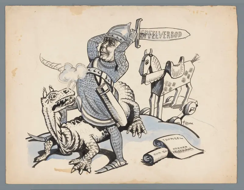Heilige Joris en de draak en speelverbod voor Herman Heijermans Wall Art by Unknown - High-Resolution Digital Print