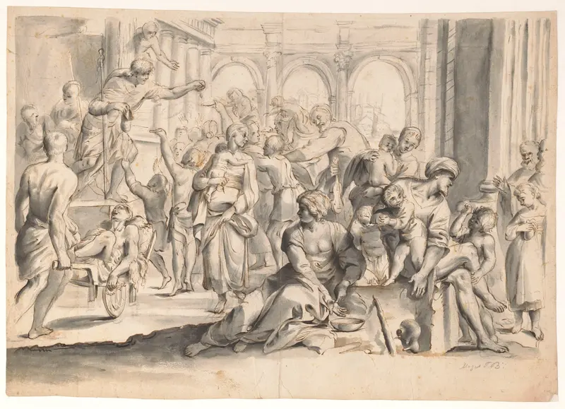 Heilige Rochus die aalmoezen uitdeelt Wall Art by Moses ter Borch - High-Resolution Digital Print