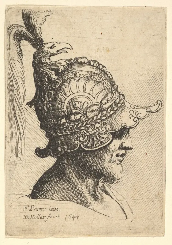 Helmeted Head wtih Bird's Head Crest Wall Art by Wenceslaus Hollar - High-Resolution Digital Print