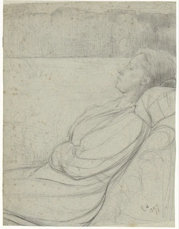 Henriëtte Roland Holst-van der Schalk, liggend in een stoel Wall Art by Richard Nicolaüs Roland Holst - High-Resolution Digital Print