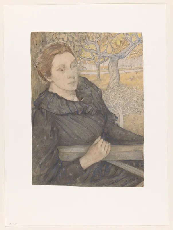 Henriëtte van der Schalk in een tuin te Noordwijk Wall Art by Richard Nicolaüs Roland Holst - High-Resolution Digital Print