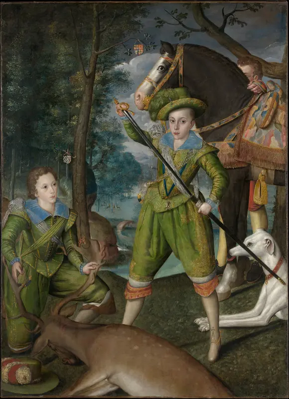 Henry Frederick (1594–1612), Prince of Wales, with Sir John Harington (1592–1614), in the Hunting Field Wall Art by Robert Peake the Elder - High-Resolution Digital Print
