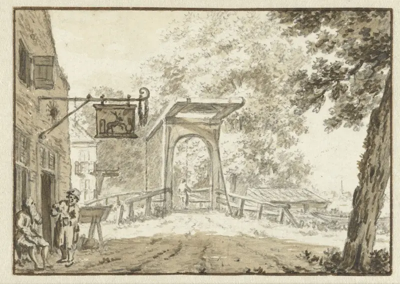 Herberg voor een brug Wall Art by Jacob Cats (1741-1799) - High-Resolution Digital Print