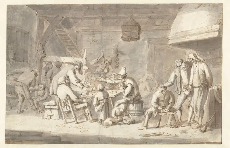 Herbergscène met kaartspelers Wall Art by Jan Havicksz. Steen - High-Resolution Digital Print