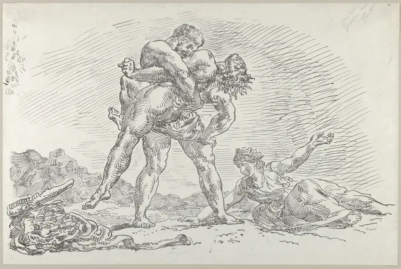Hercules and Antaeus Wall Art by Eugène Delacroix - High-Resolution Digital Print