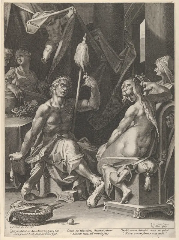 Hercules and Omphale Wall Art by Aegidius Sadeler II - High-Resolution Digital Print