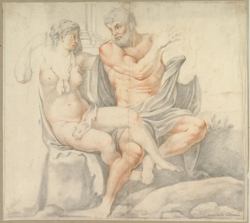 Hercules and Omphale Wall Art by Annibale Carracci - High-Resolution Digital Print